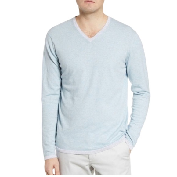 ROBERT BARAKETT Sutterburn V-neck Sweater In Light Blue MENS SIZE XXL NEW - Picture 1 of 10